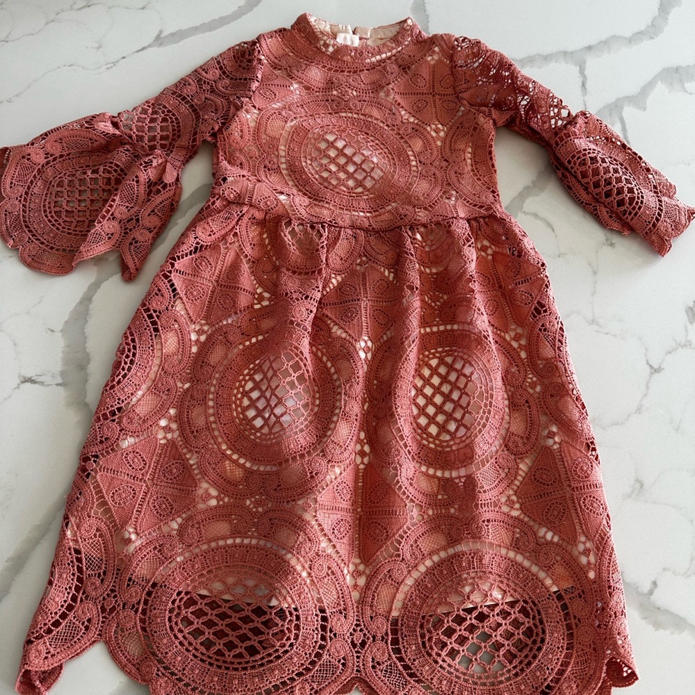 Joyfolie mauve crochet dress